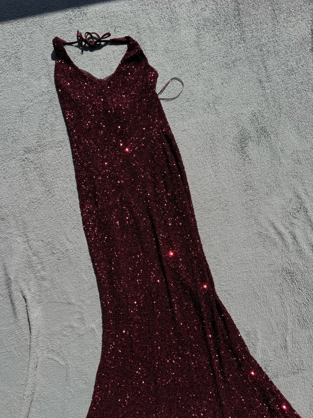 Zara Burgundy Sequin Halter Maxi Dress